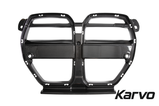 GT V STYLE DRY CARBON FIBER V2 1 PIECE FRONT GRILLES - BMW G80 M3 & G82/G83 M4